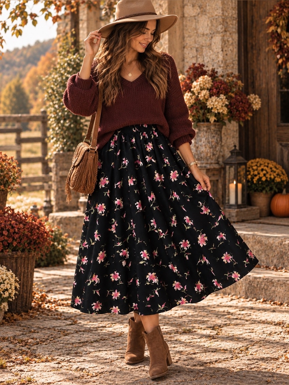 TanJay Petite Vintage Floral Midi Skirt - Size 8